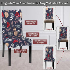 LAZI Blue Floral Printed Chair Covers Stretchable Slipcover for Seat Cushion Protection