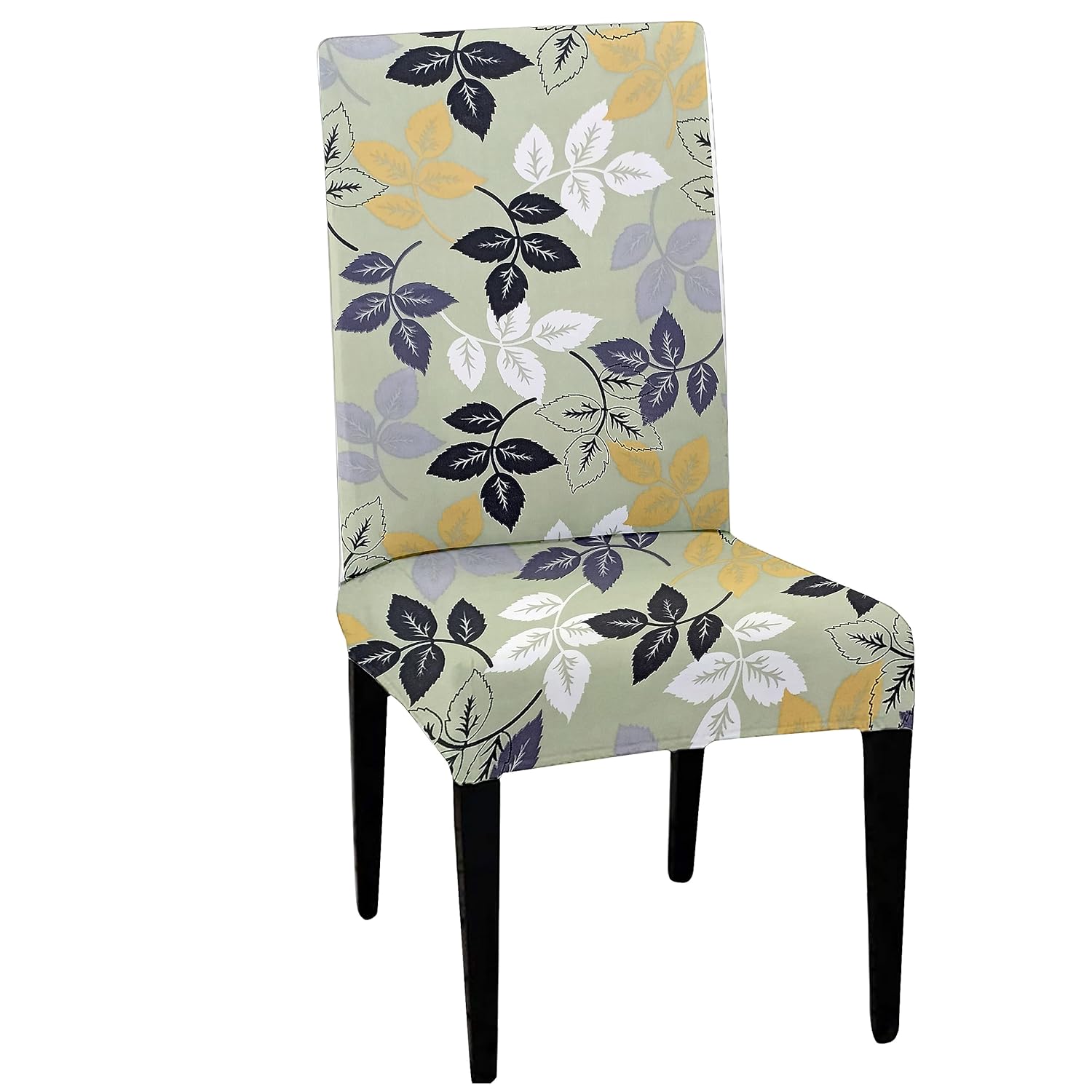 LAZI | Green leaf print dining chair cover on livebetterindia.com