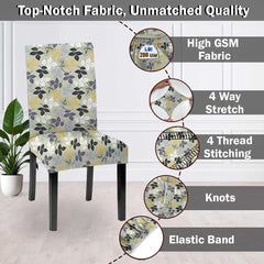 LAZI | 4 way stretchable printed dining chair cover on livebetterindia.com