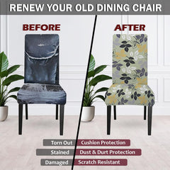 LAZI | Green printed chair covers for dining chairs on livebetterindia.com