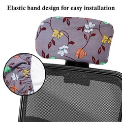 LAZI Floral Print Polyester Boss Chair Headrest Cover Chair Head Rest and Slipcover