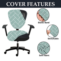 LAZI Green Brick Print Polyester Blend Chair Cover for Office Executive Chair Slipcover