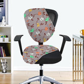 LAZI | Grey Floral Print 2 peice office chair cover on livebetterindia.com