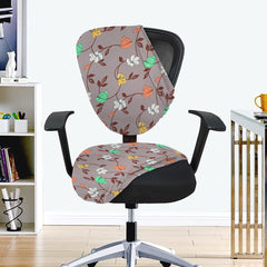 LAZI | Grey Floral Print 2 peice office chair cover on livebetterindia.com