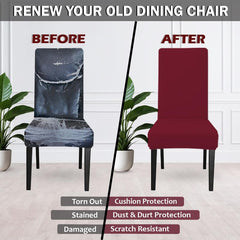 LAZI Maroon Dining Chair Cover and Slipcover for Dining Seat Protector Polyester