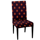 LAZI Maroon Leaf Printed Polyester Blend Stretchable Dining Chair Cover and Slipcover