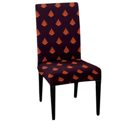 LAZI Maroon Leaf Printed Polyester Blend Stretchable Dining Chair Cover and Slipcover