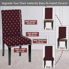 LAZI Maroon Leaf Printed Polyester Blend Stretchable Dining Chair Cover and Slipcover