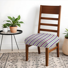 LAZI | Dining Chair Base Cover with printed checks on livebetterindia.com
