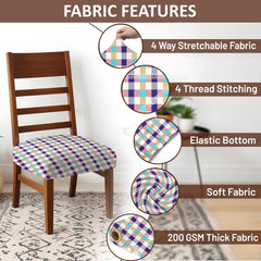 LAZI | Colored Checks printed Cushion base cover for Dining chair on livebetterindia.com
