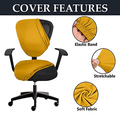 LAZI Yellow Executive Office Chair Cover Polyester Blend 2 Piece Office Desk Chair Seat Cover