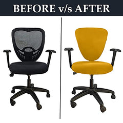 LAZI Yellow Executive Office Chair Cover Polyester Blend 2 Piece Office Desk Chair Seat Cover