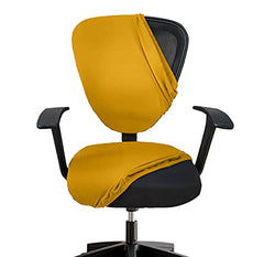 LAZI Yellow Executive Office Chair Cover Polyester Blend 2 Piece Office Desk Chair Seat Cover