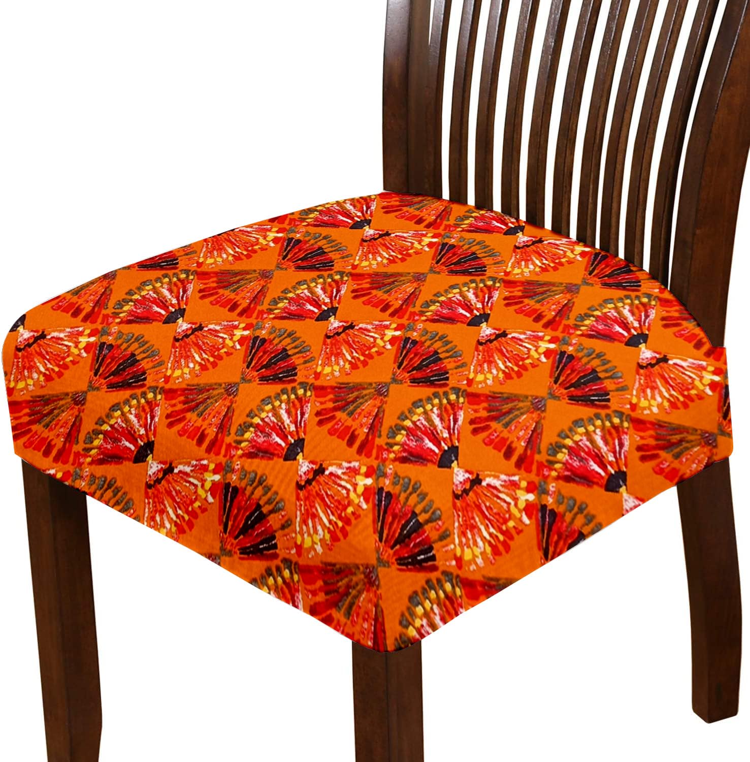 LAZI | Orange Digital print dining chair Base Cover on livebetterindia.com