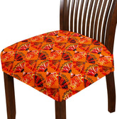 LAZI | Orange Digital print dining chair Base Cover on livebetterindia.com
