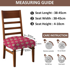 LAZI Pink Printed Dining Chair Seat Cover Stretchable Seat Protector and Dining Base Cover