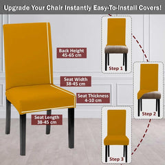LAZI Polyester Blend Mustard Yellow Dining Seat Cover and Cushion Protector for Dining