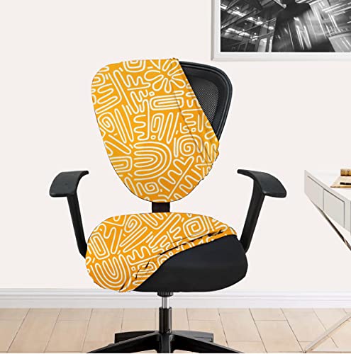LAZI | Yellow printed chair cover for office chair on livebetterindia.com
