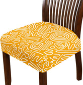 LAZI | Yellow printed dining chair base cover on livebetterindia.com
