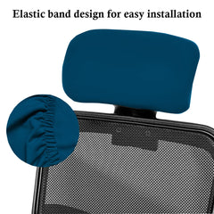HOTKEI | Airforce Blue Soft Polyester Headrest cover for Boss chair on livebetterindia