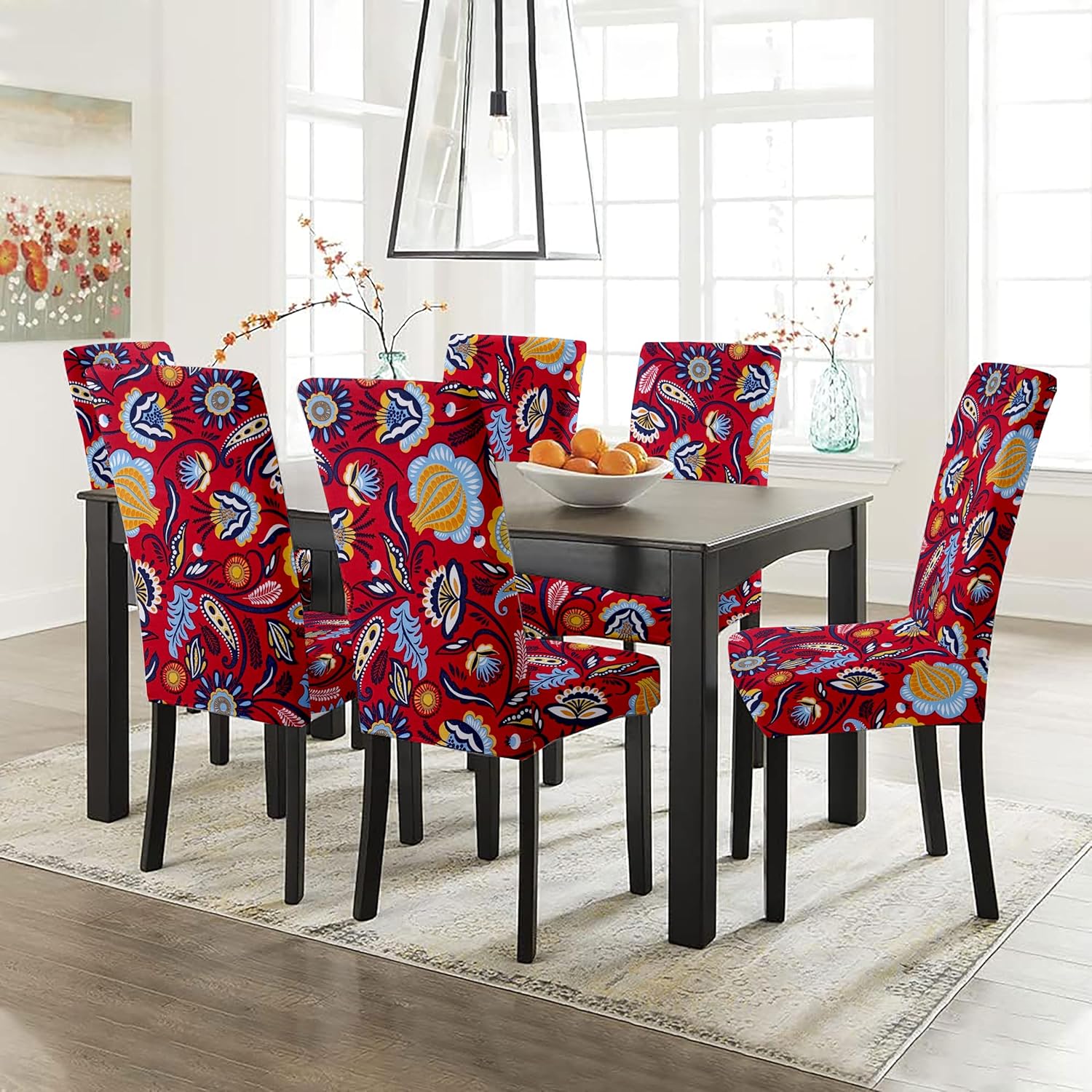 LAZI | Floral printed dining chair cover on livebetterindia