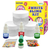 HOTKEI (3 Clear Slime kit) DIY Transparent Scented Slimy Slime Gel Jelly Set Kit Air Dry Magical Crystal Clay Putty Toy Kit for Girls Boys kids Slime with Glitter| Charms | Star | Beads Set
