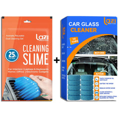 LAZI Combo of 100gm car cleaning gel + 10 car glass cleaning tablets for Car Wash