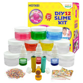 HOTKEI (12 Mix Slime kit) Multicolor Fruit Scented DIY Magic Toy Slimy Slime Clay Gel Jelly Putty Set kit Toys for Boys Girls Kids Slime with Glitter| Charms | Beads Set toys