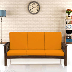LAZI | Yellow 3 Seater Wooden sofa cushion cover on livebetterindia.com