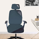 HOTKEI 2 Piece Dark Grey Office Chair Cover with Headrest Stain Proof Boss Chair Cover
