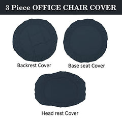 HOTKEI 2 Piece Dark Grey Office Chair Cover with Headrest Stain Proof Boss Chair Cover