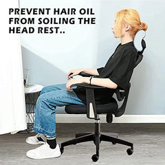 HOTKEI 2 Piece Dark Grey Office Chair Cover with Headrest Stain Proof Boss Chair Cover