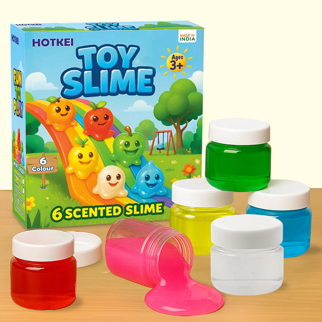 HOTKEI Pack of 6 Toy Slime Multicolored Fruit Scented Slime Gel Putty Set Kit Birthday Gift Toys for Boys Girls Kids 3 4 5 10 years Boy Girl Kids 300 gm Slimy Gel
