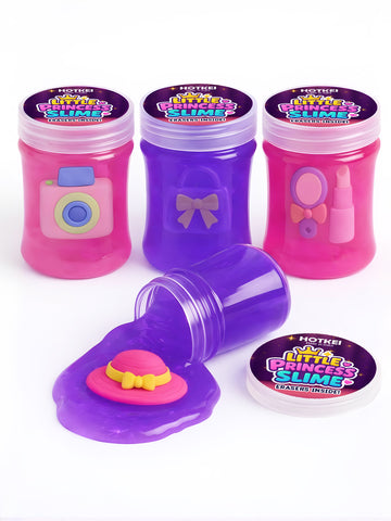 HOTKEI Little Princess Slime for Kids 3 to 10 Years Stretchable Slime with Surprise Cute Fashion Eraser Inside Soft Non-Sticky DIY Slimy Fun Toy Birthday & Return Gift for Kids Girls & Boys Pack of 4