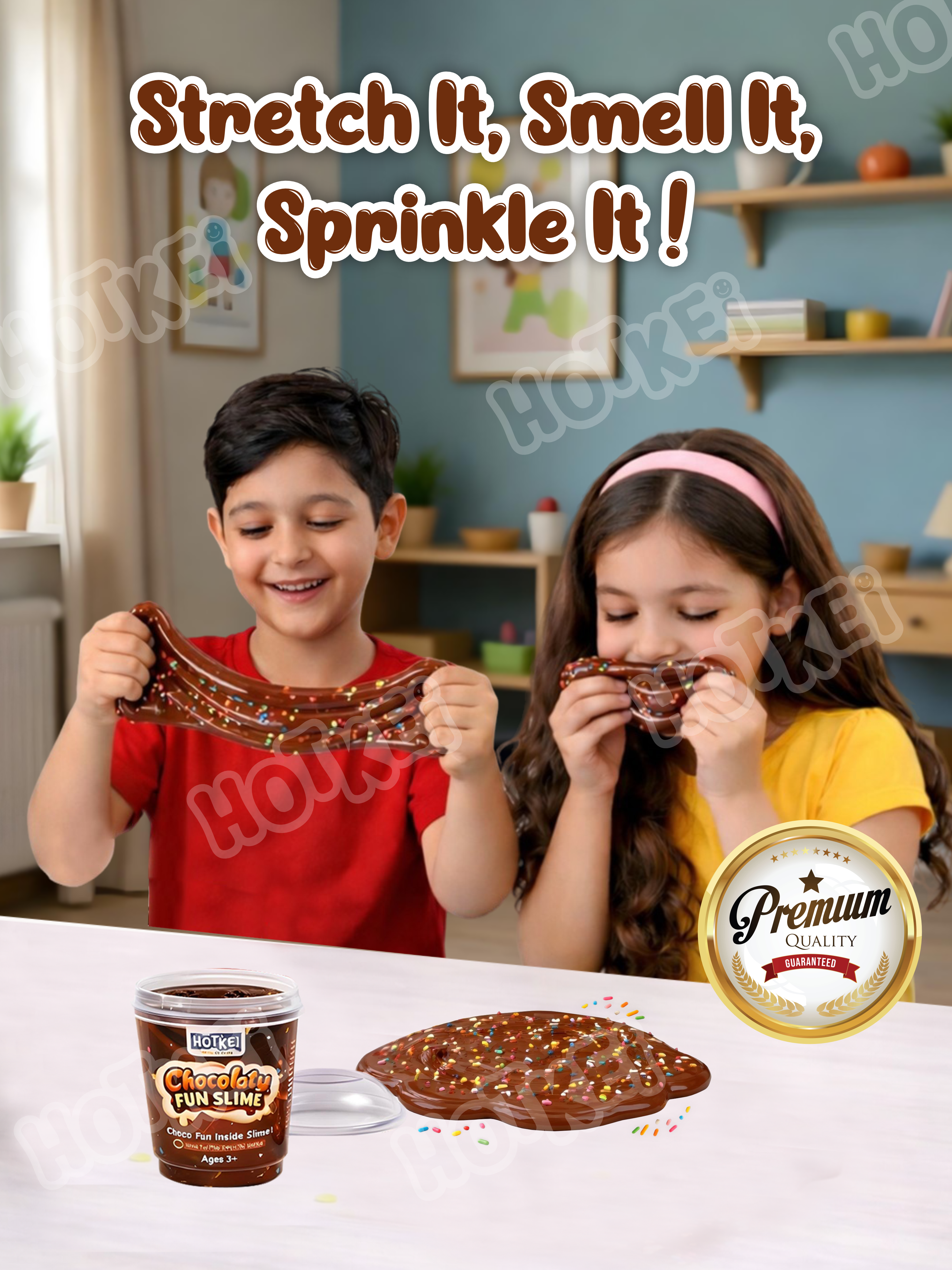 HOTKEI Chocolaty Fun Slime for Kids 3+ Years Chocolate Texture Stretchable Slime with Sprinkles Soft, Smooth & Non-Toxic, Creative Birthday & Return Gift Toy Slime for Boys & Girls