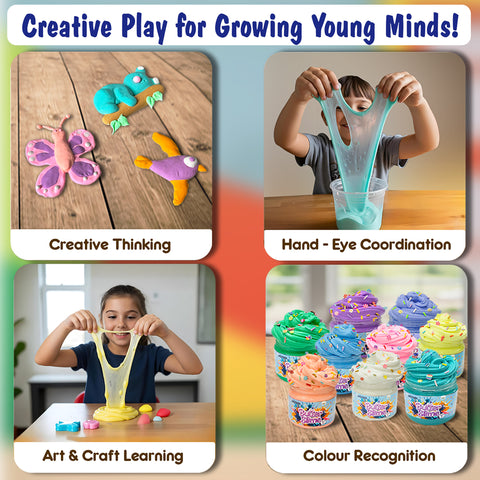 HOTKEI Green Apple Scented Butter Slime for kids 3 to 10 years Slime Kit Set with Sprinkles Candy Charms Soft Stretchy Toy Birthday Return Gift Toys for Kids Boys Girls Birthday