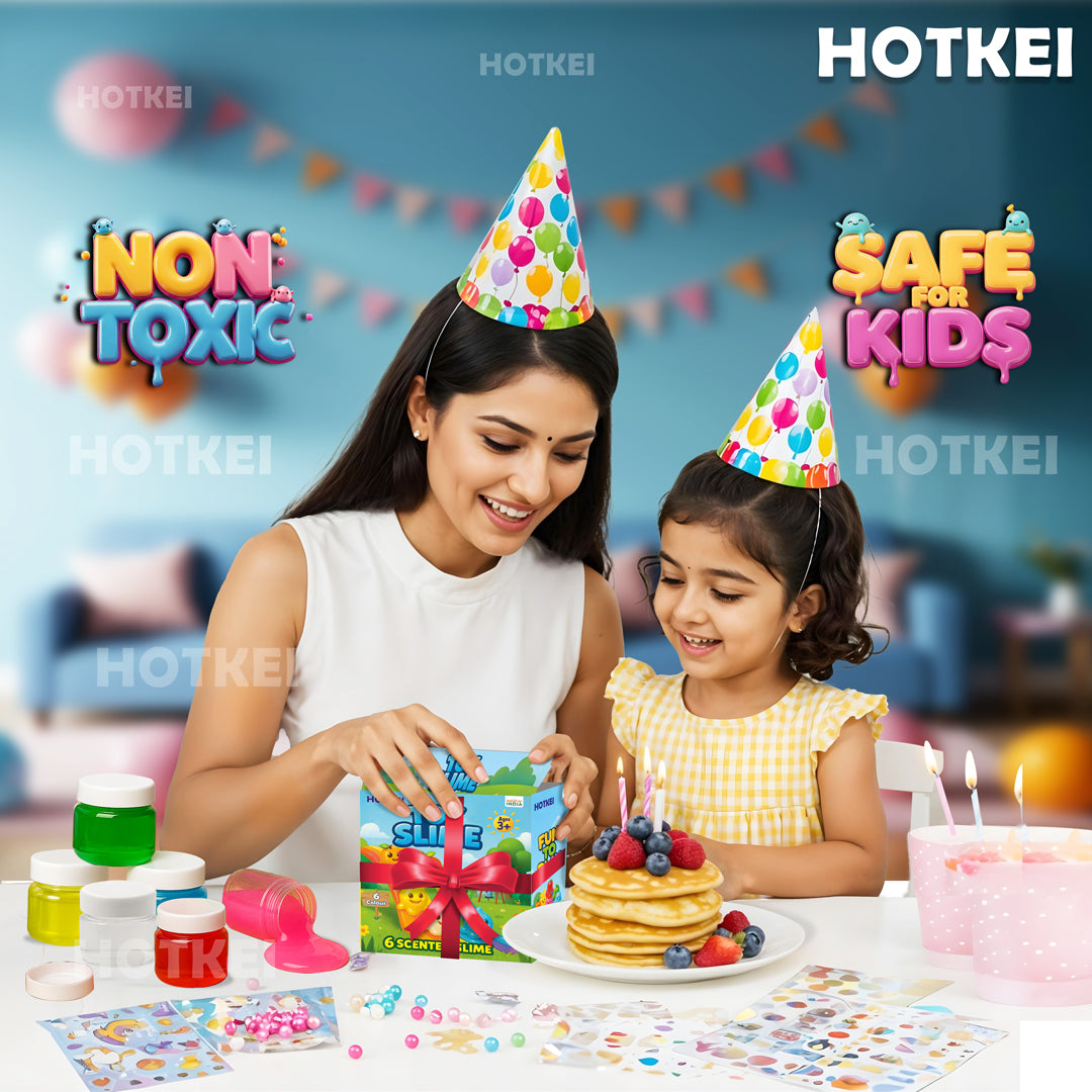 HOTKEI Pack of 6 Toy Slime Multicolored Fruit Scented Slime Gel Putty Set Kit Birthday Gift Toys for Boys Girls Kids 3 4 5 10 years Boy Girl Kids 300 gm Slimy Gel