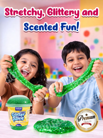 HOTKEI Green Glitter Slime for Kids 3+ Years Super Stretchy, Soft & Smooth Premium Shiny Slime Non-Toxic Sparkle Fun Slime Toy Birthday & Return Gift for Boys and Girls