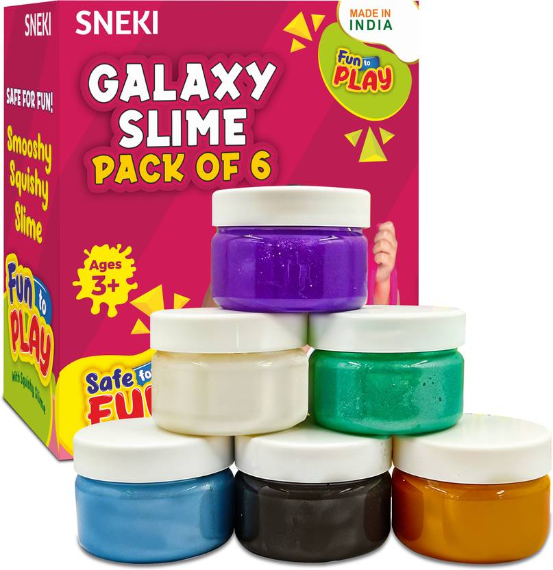 SNEKI | Shimmer slime Galaxy slime pack of 6 slime for kids on livebetterindia.com