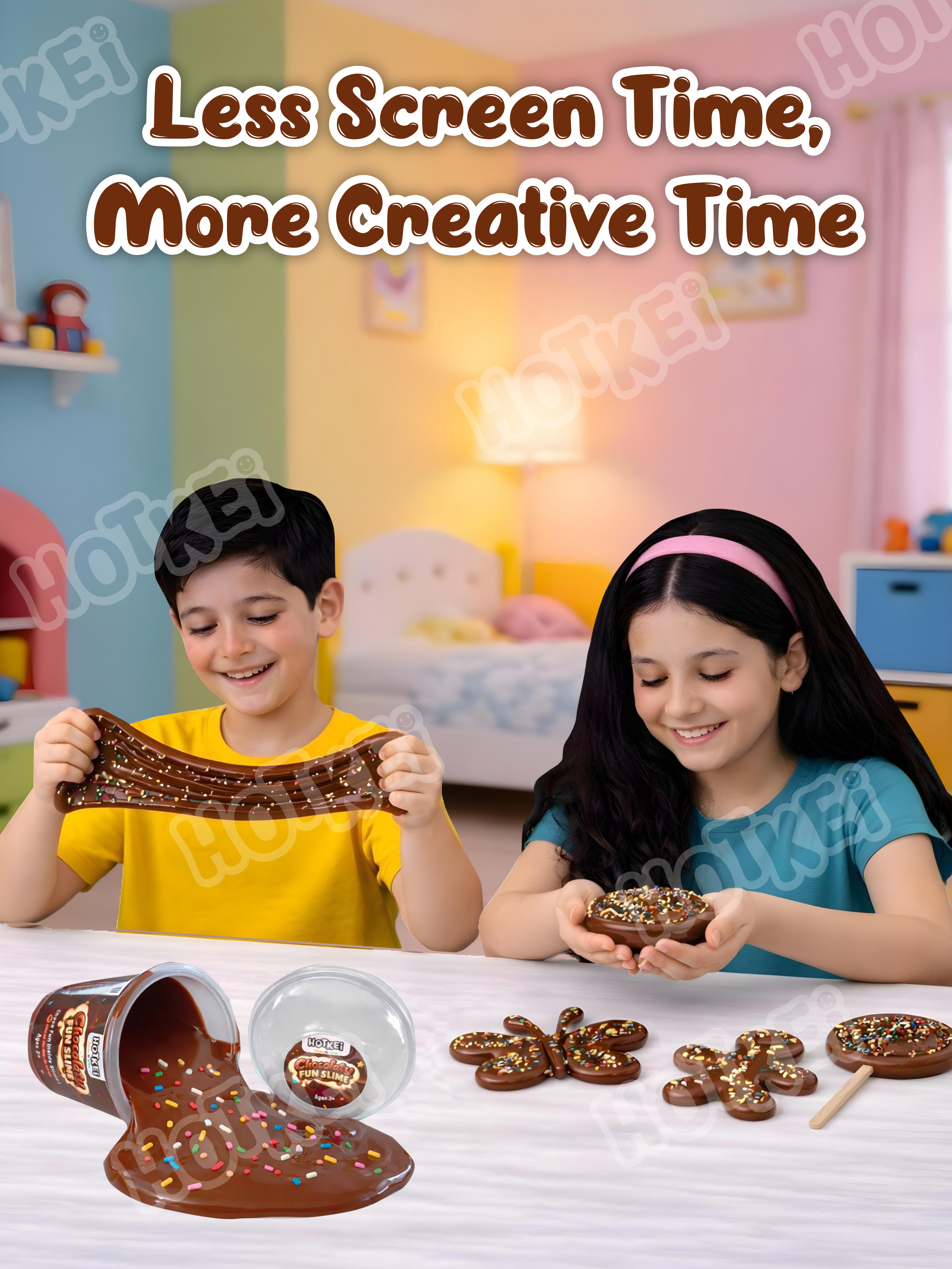 HOTKEI Chocolaty Fun Slime for Kids 3+ Years Chocolate Texture Stretchable Slime with Sprinkles Soft, Smooth & Non-Toxic, Creative Birthday & Return Gift Toy Slime for Boys & Girls