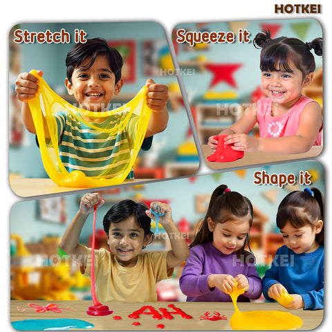 HOTKEI Pack of 6 Toy Slime Multicolored Fruit Scented Slime Gel Putty Set Kit Birthday Gift Toys for Boys Girls Kids 3 4 5 10 years Boy Girl Kids 300 gm Slimy Gel