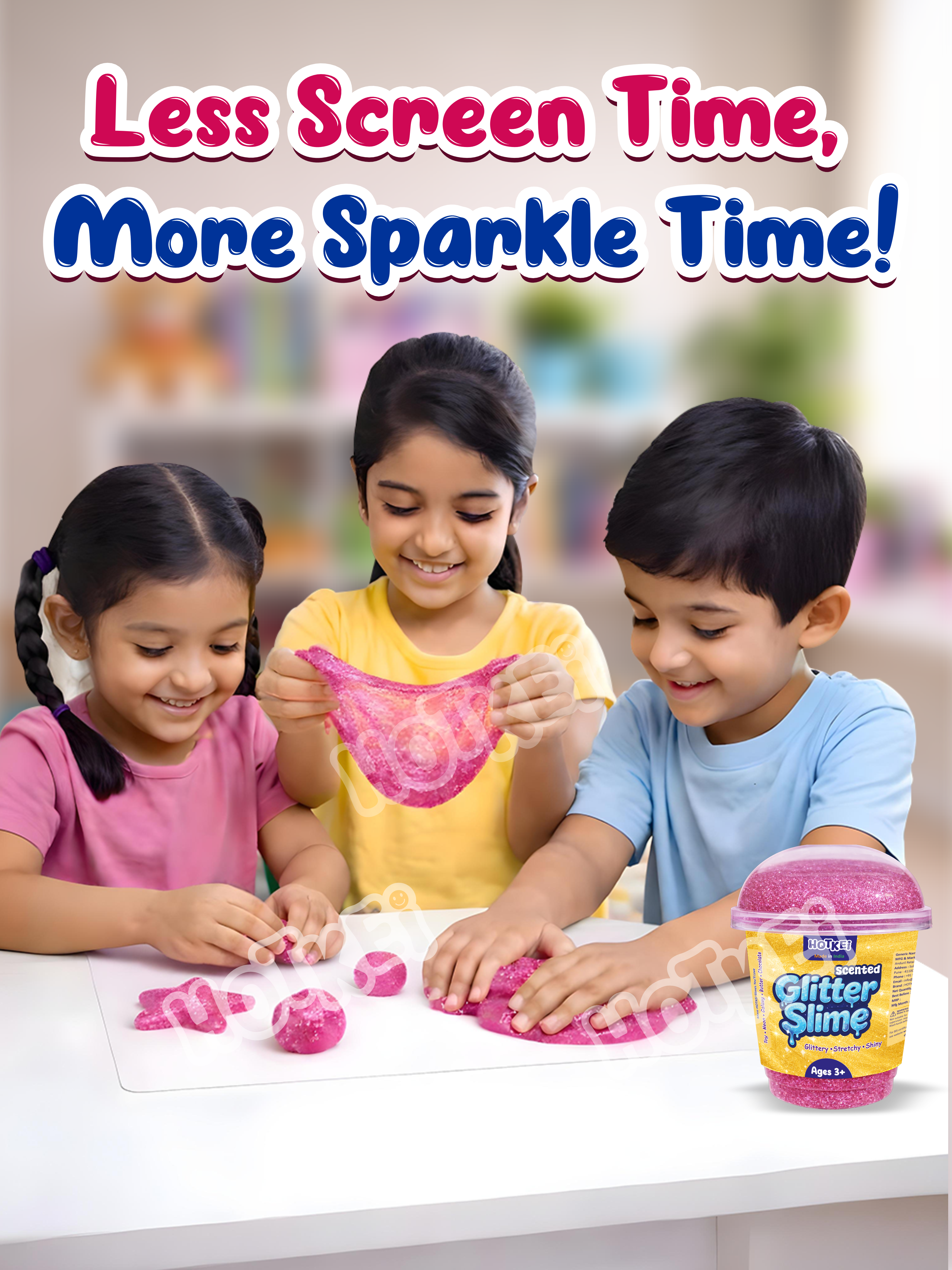 HOTKEI Pink Glitter Slime for Kids 3+ Years Super Stretchy, Soft & Smooth Premium Shiny Slime Non-Toxic Sparkle Fun Slime Toy Birthday & Return Gift for Boys and Girls
