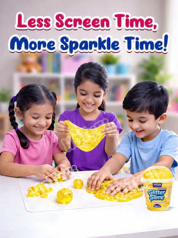 HOTKEI Yellow Glitter Slime for Kids 3+ Years Super Stretchy, Soft & Smooth Premium Shiny Slime Non-Toxic Sparkle Fun Slime Toy Birthday & Return Gift for Boys and Girls