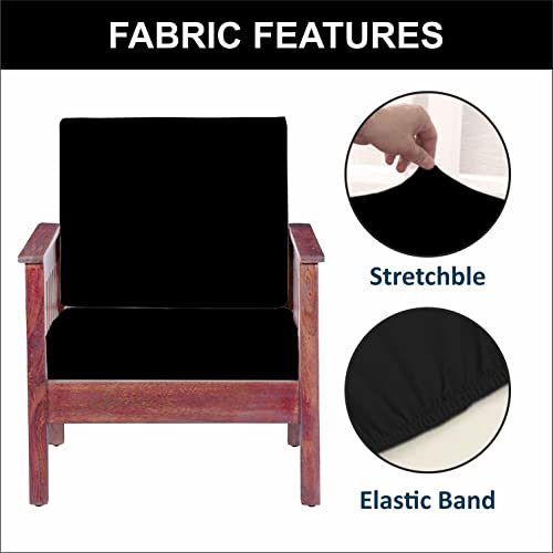 Hotkei | Black elastic fit cover for sofa cushion on livebetterindia.com
