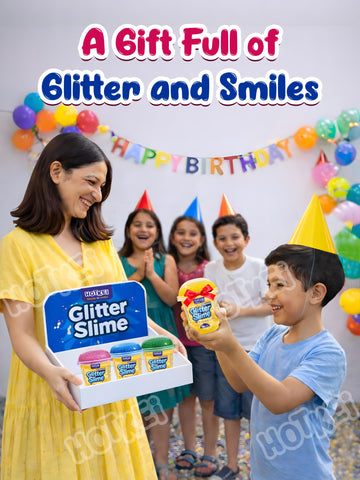 HOTKEI Blue Glitter Slime for Kids 3+ Years Super Stretchy, Soft & Smooth Premium Shiny Slime Non-Toxic Sparkle Fun Slime Toy Birthday & Return Gift for Boys and Girls
