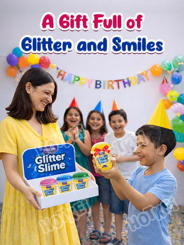HOTKEI Yellow Glitter Slime for Kids 3+ Years Super Stretchy, Soft & Smooth Premium Shiny Slime Non-Toxic Sparkle Fun Slime Toy Birthday & Return Gift for Boys and Girls