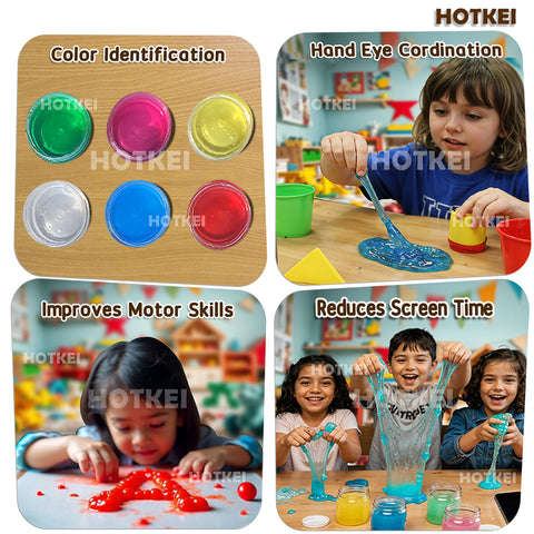HOTKEI Pack of 6 Toy Slime Multicolored Fruit Scented Slime Gel Putty Set Kit Birthday Gift Toys for Boys Girls Kids 3 4 5 10 years Boy Girl Kids 300 gm Slimy Gel