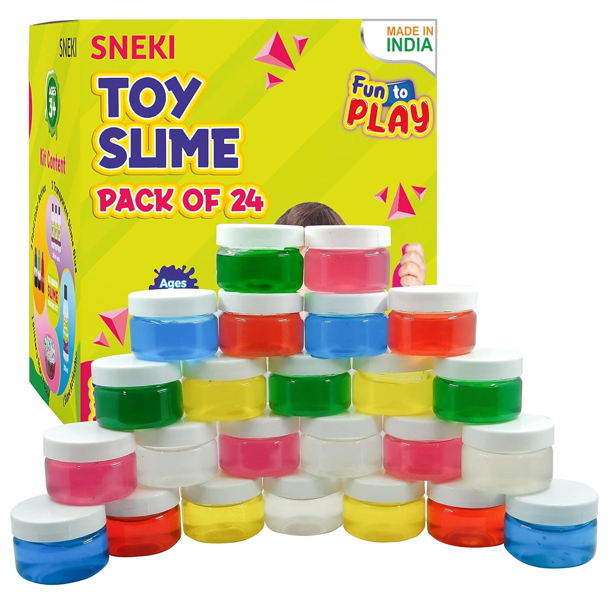 Sneki Set of 24 colored slime bottles on livebetterindia.com