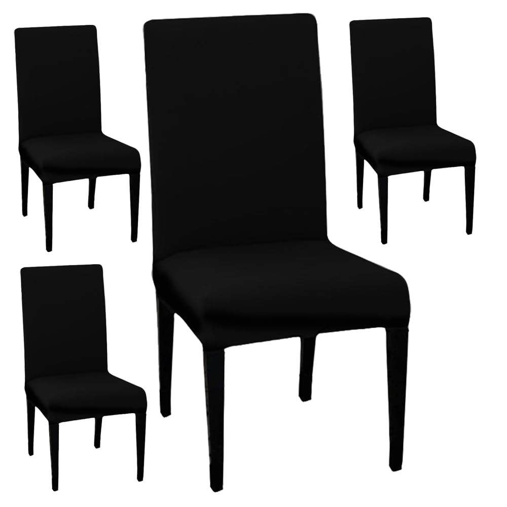 HOTKEI | Black set of 4 dining chair cover on livebetterindia.com