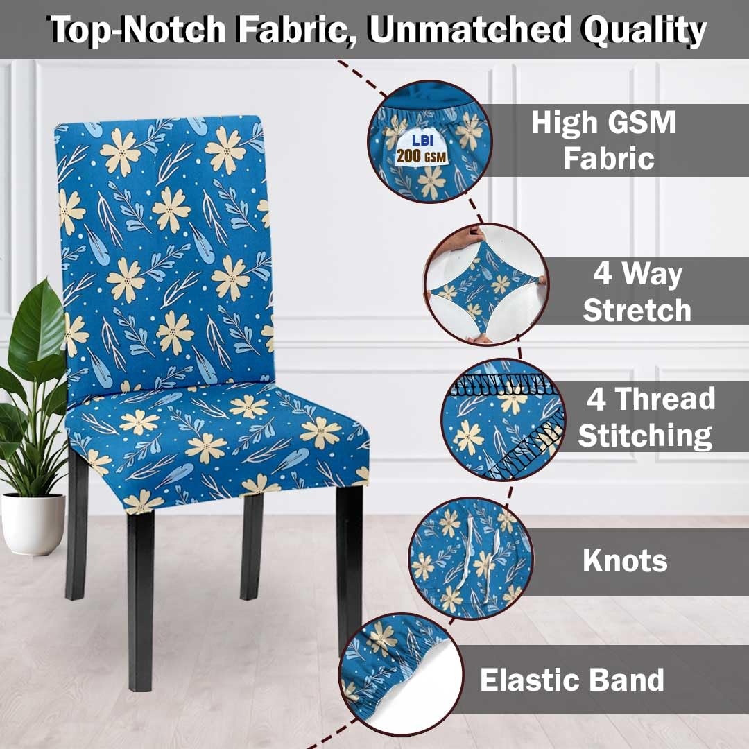 HOTKEI Blue Digital Printed Chair Cover Stretchable Seat Slipcover and Protector